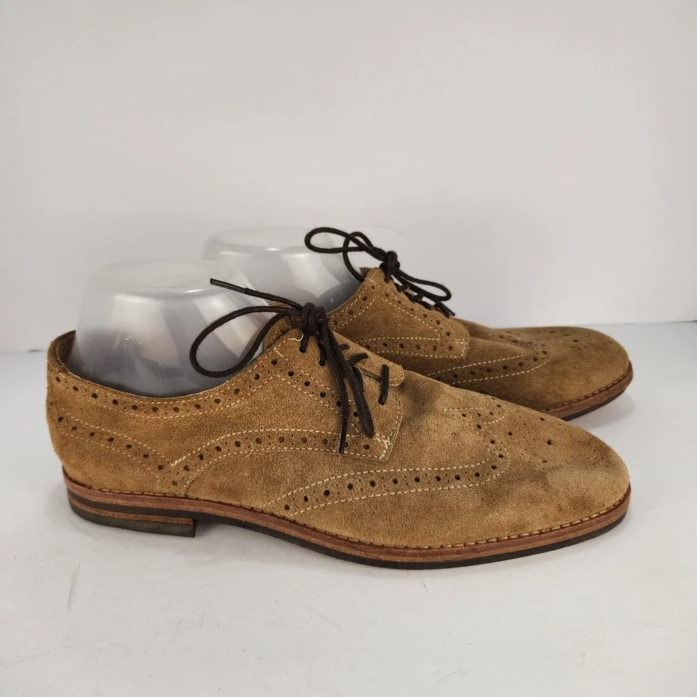 H by Hudson Men's UK 7 US 8 Brown Suede Wingtip Brogue Oxford Dress Shoes